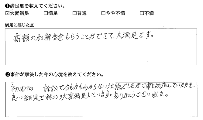 良い結果で終わり大変満足しています