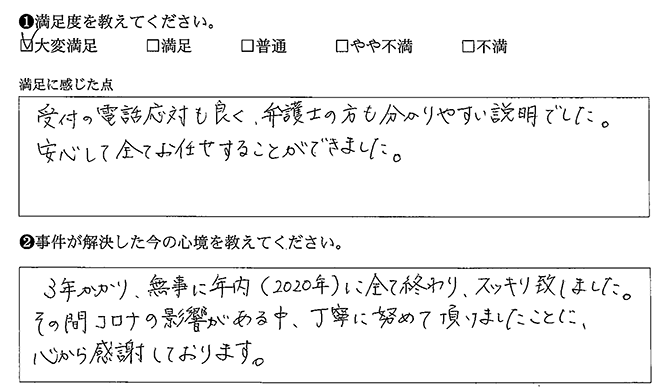 電話応対も良く、分かりやすい説明でした