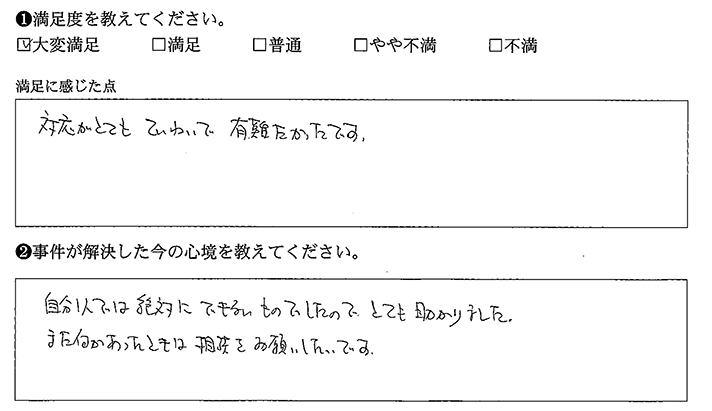 自分1人では絶対にできないものでしたので、とても助かりました