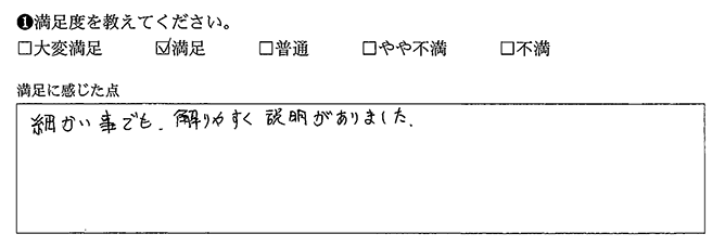 細かい事でも、解りやすく説明がありました