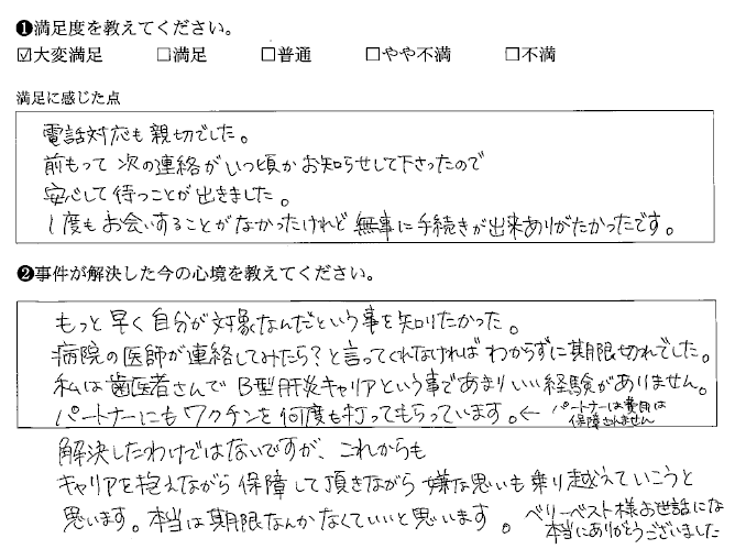 前もって次の連絡がいつ頃かお知らせして下さったので安心して待つことが出きました