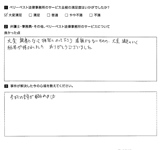 今までの苦労が報われました